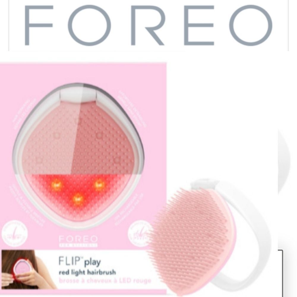 FOREO Flip Play Red Light Hairbrush- Tickle Me Pink